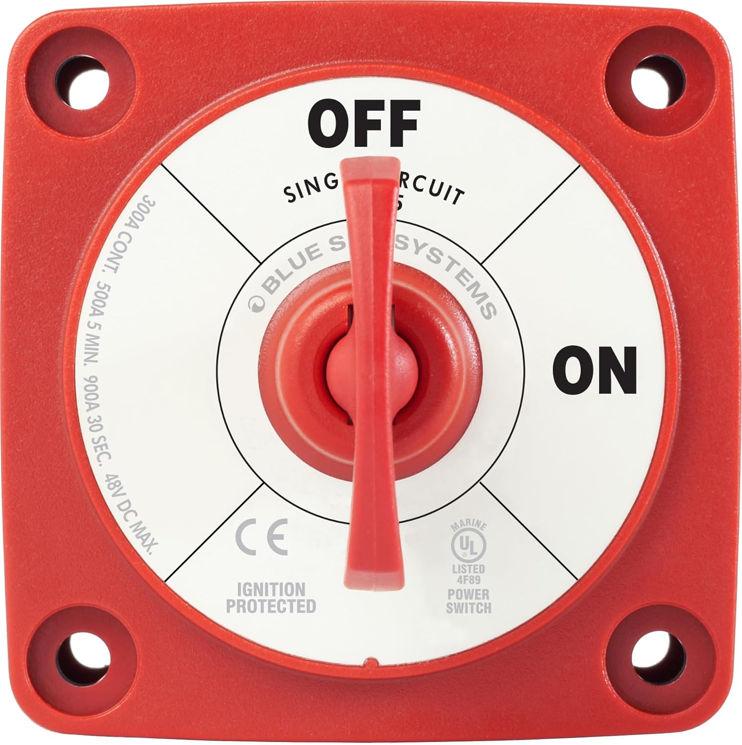 Blue Sea Systems On/Off Battery Isolator Switch - Locking Key, Red, 6005 M-Series