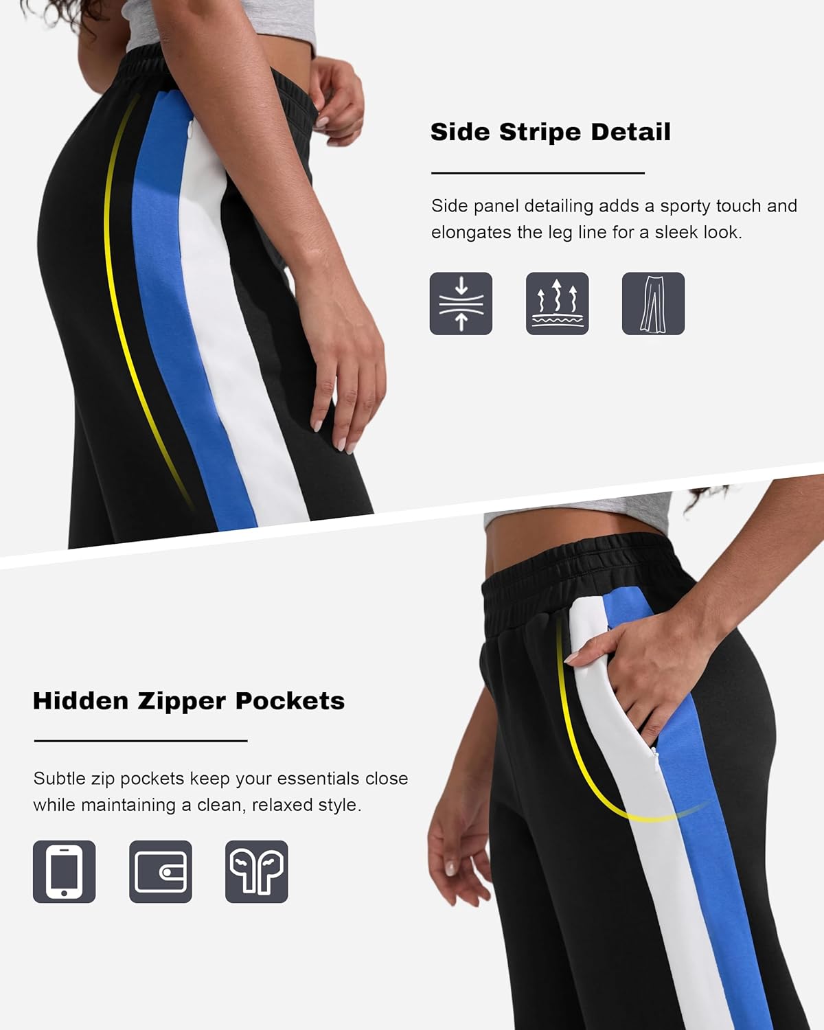 Skiennix Women's Wide Leg Sweatpants - Baggy Fit Cotton Track Pants with Pockets | High Waisted