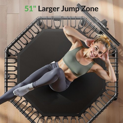 BCAN BT3 51" Octagonal Rebounder Trampoline - 450LBS Max Load, Silent Bungee & T-Adjustable Handle for Home Gym