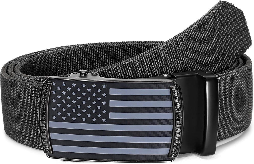 SANSTHS Men's Elastic Stretch Ratchet Belt - Versatile Nylon Design for Casual Work & Golf | Adjustable Fit