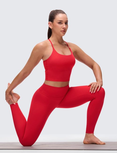 CRZ YOGA Butterluxe Crop Tank Top for Women - Padded Adjustable Straps | Longline Yoga Bra