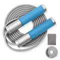 BURNCALO Weighted Jump Rope for Men, Women (1.5LB) - Alloy Steel Handles, Speed Skipping Rope, Gym,Indoor/Outdoor - Fitness, Workout, Boxing - Solid PVC & Cotton Rope (SILVER-BLUE)