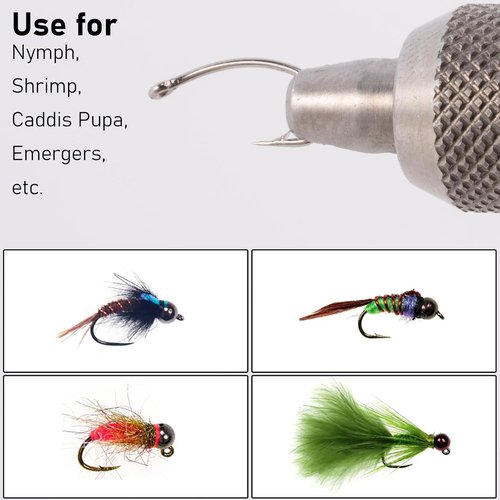 Dr.Fish 100 Pack Nymph Fly Hooks - Curved Shank Design for Emergers & Shrimp | Gold Finish