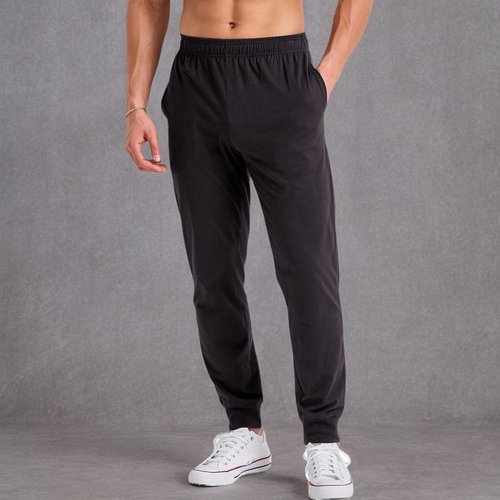 Hanes Men's Cotton Jersey Jogger - Comfortable Knit Sweatpants with Pockets | Cinched Cuff Design