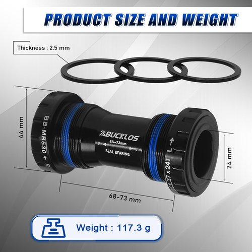 BUCKLOS Threaded/PressFit Bottom Bracket BSA 68-73mm/86-92mm -Ceramic/Steel Bearings(Black/Red)