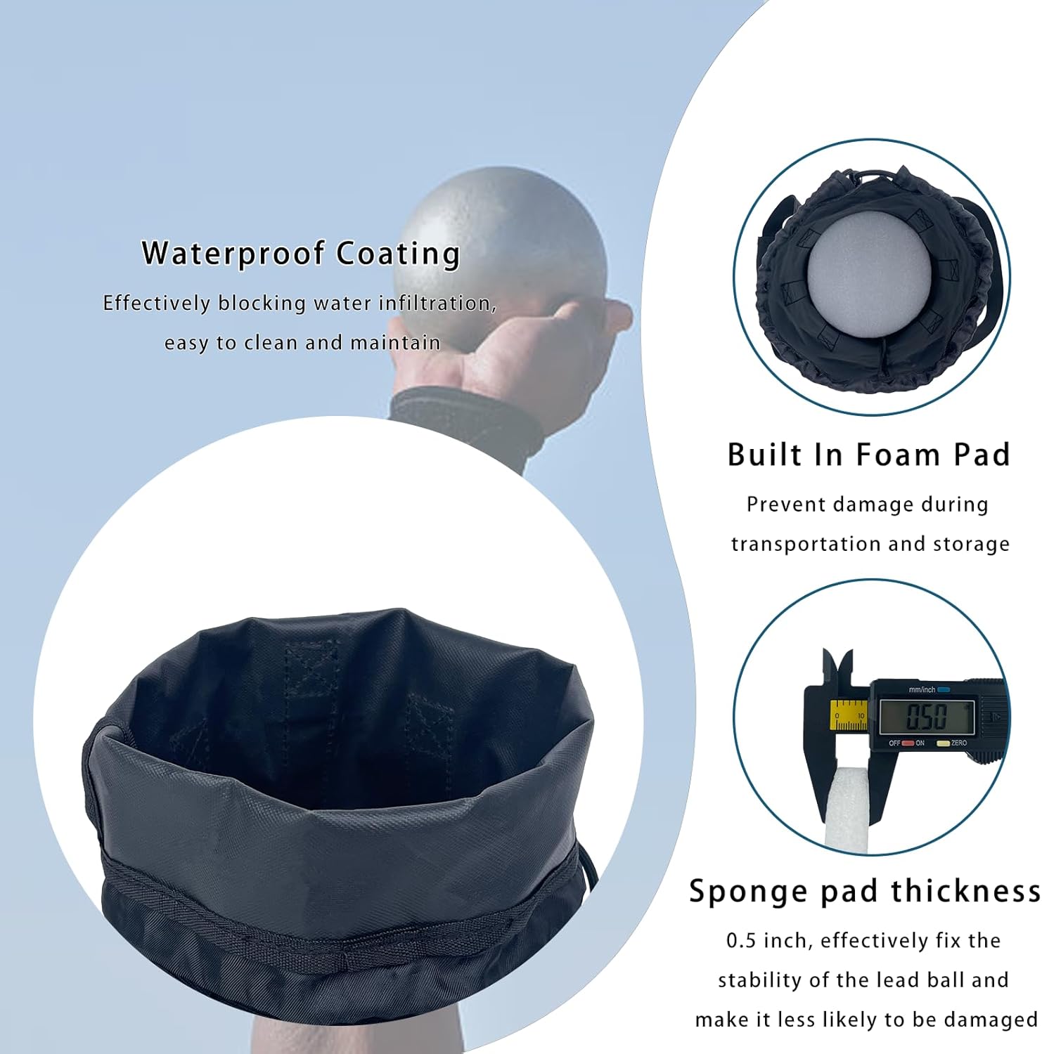 Skiennix Shot Put Bag - Adjustable Shoulder Strap & Foam Padding | Holds 6-16 LBS Shot Puts