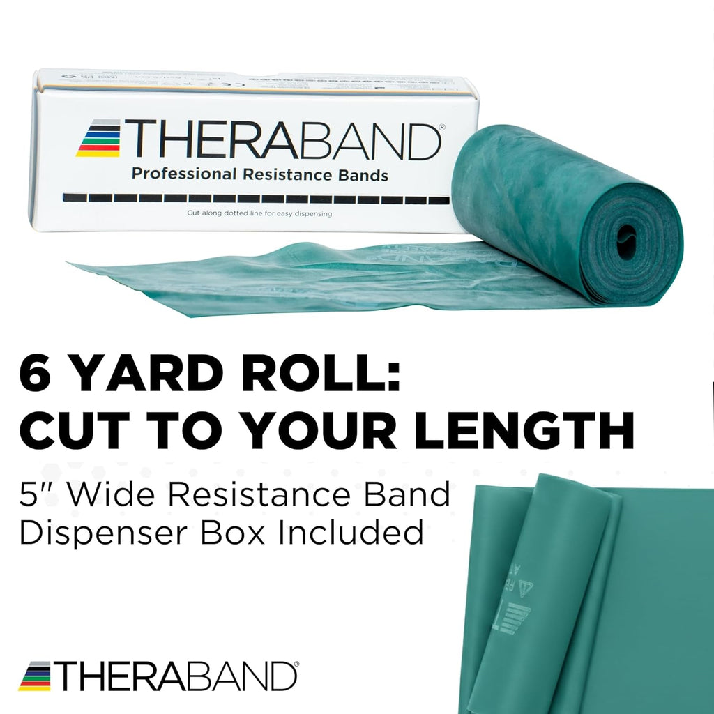 TheraBand Resistance Bands - 6 Yard Roll Professional Latex Elastic Band for Core Exercise & Rehab | Green, Heavy Level 4