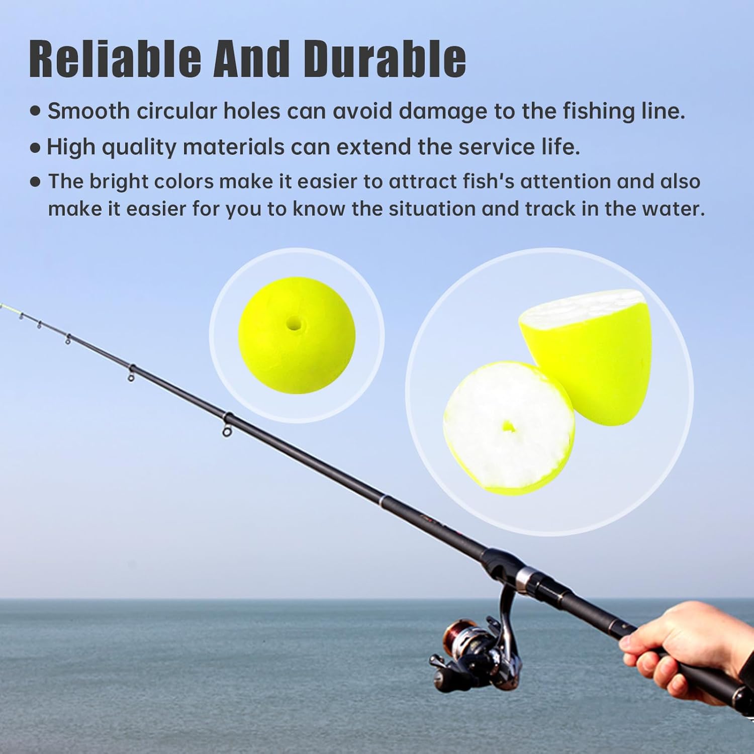 Skiennix Bullet Fishing Foam Floats - Durable Snell Float for Spinner Rig Making | 60 PCS Yellow
