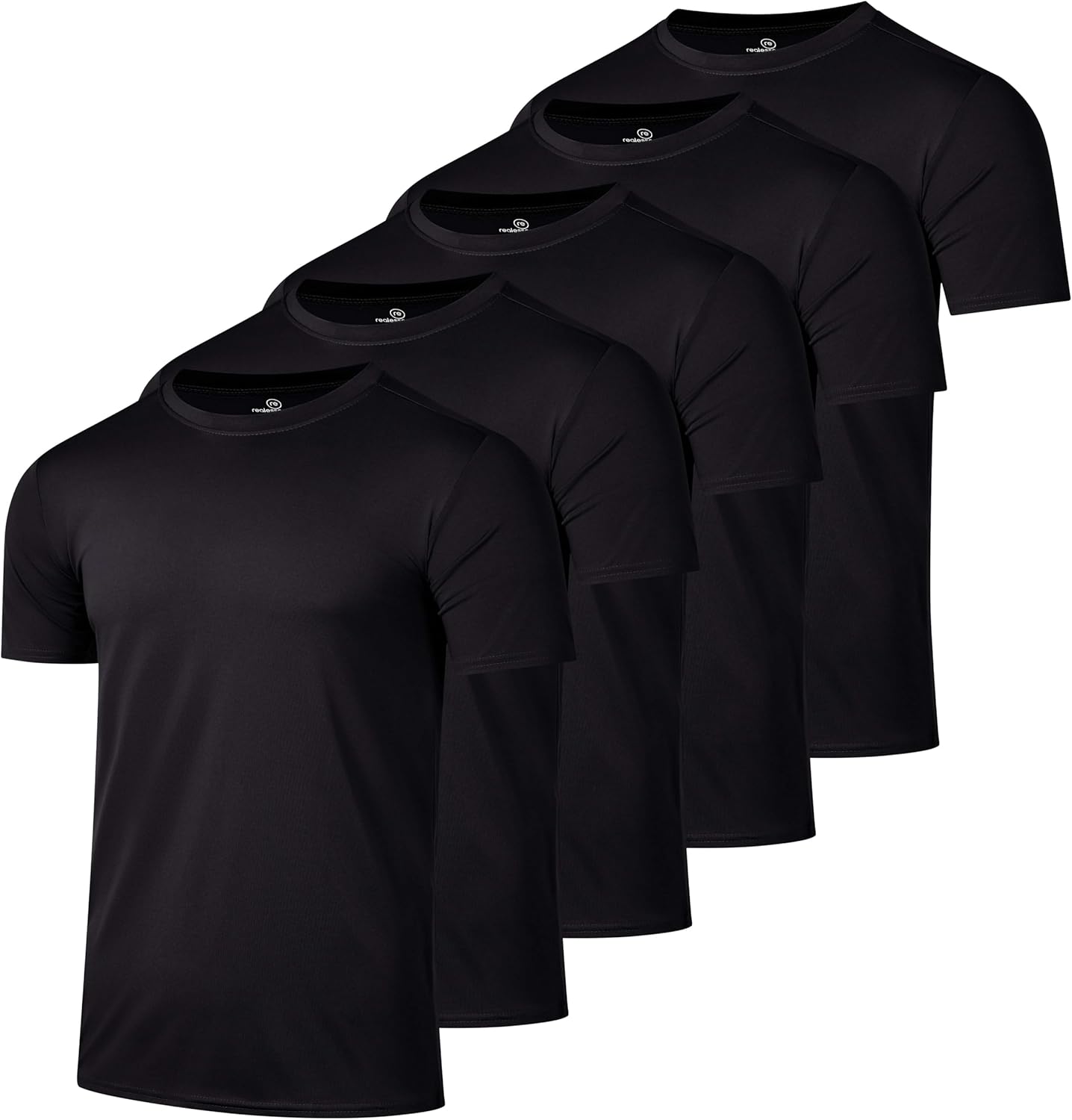 Real Essentials Men's Dry-Fit Short Sleeve Crew Neck T-Shirts - 5 Pack for Gym & Fitness Activities