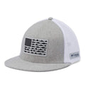 Columbia Unisex PFG Mesh Flat Brim Ball Cap, Cool Grey Heather/Fish Flag, S/M