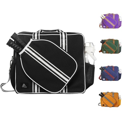 Fenewgaga Pickleball Bags For Women&Man | Pickleball Bags With Insulated Drink Cooler Bag Fence Hooks | Pickleball Gift | Pickleball Tote Bag With Shoe Bag | Cute Pickleball Bag (Black)