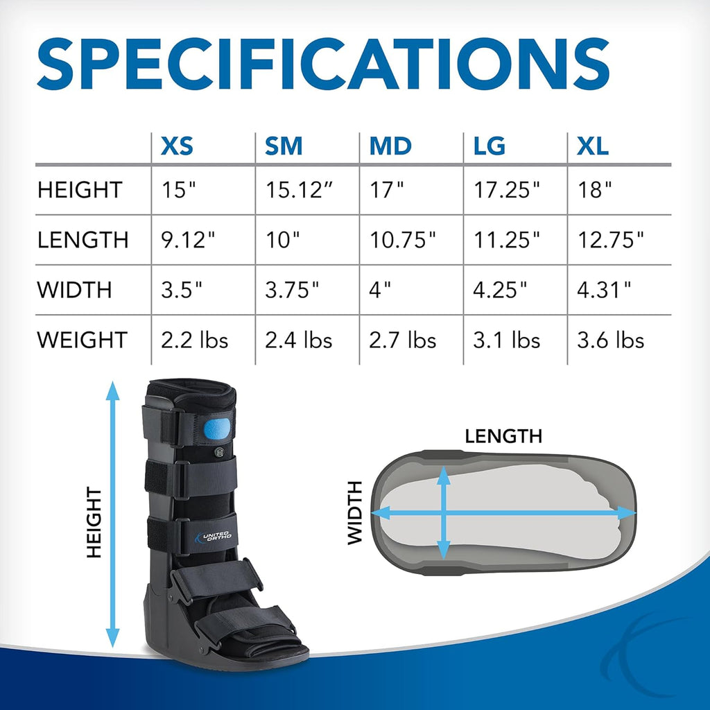 United Ortho Air Cam Walker Fracture Boot - Extra Large Size, Comfortable Black Design