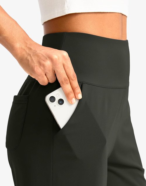 G Gradual Women's Bermuda Long Shorts - High Waisted Knee Length with Pockets for Athletic Workouts | 9" Size