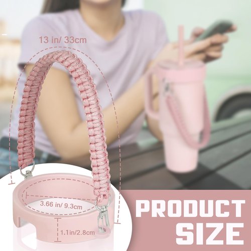 Greant Water Bottle Handle for HydroFlask Tumbler Handle 40oz & 32oz, Strap for HydroJug 40oz Tumblers, Tumbler Carrier for BruMate 40 oz, Light Pink