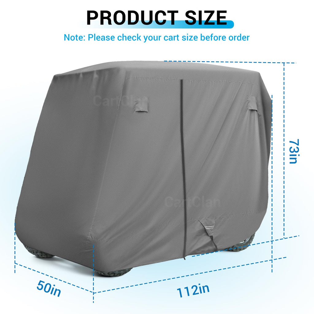 Universal Golf Cart Cover, 420D Waterproof Windproof Golf Cart Cover with Storage Bag, Suitable for Most 2/4 Passenger EZGO, Yamaha, Club Car Golf Carts, Grey