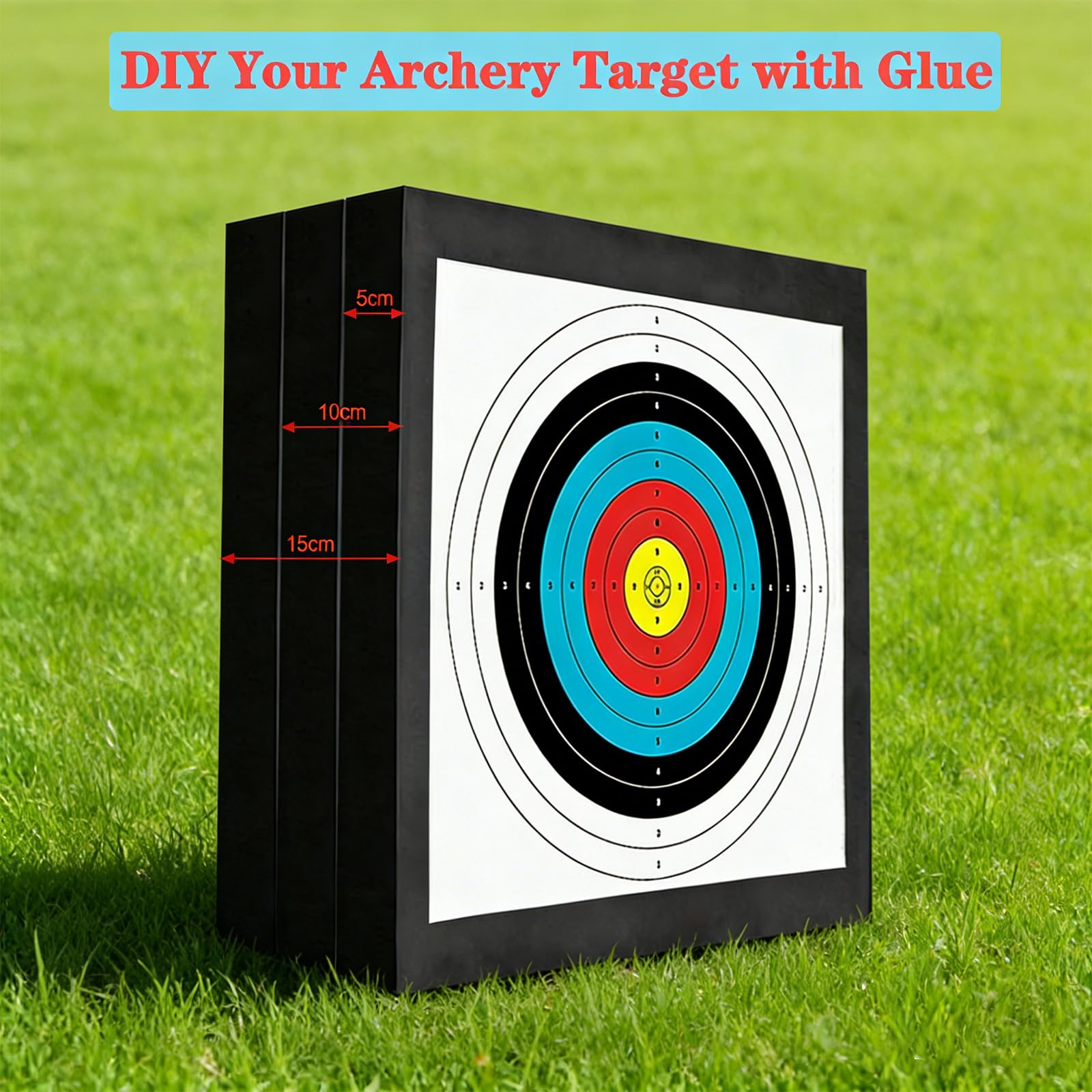 - QI HUO JU - 20'' Archery Foam Target Durable Bow and Arrows Targets for Backyard, High-Density EVA Foam Practice Shooting Targets for Adult & Youth, Include 5 Target Papers, 4 Pins