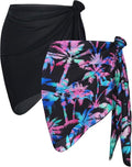 CHICGAL 2 Pieces Women Beach Sarong Bathing Suit Wrap Skirt Sheer Bikini Swimsuit Cover Ups for Swimwear