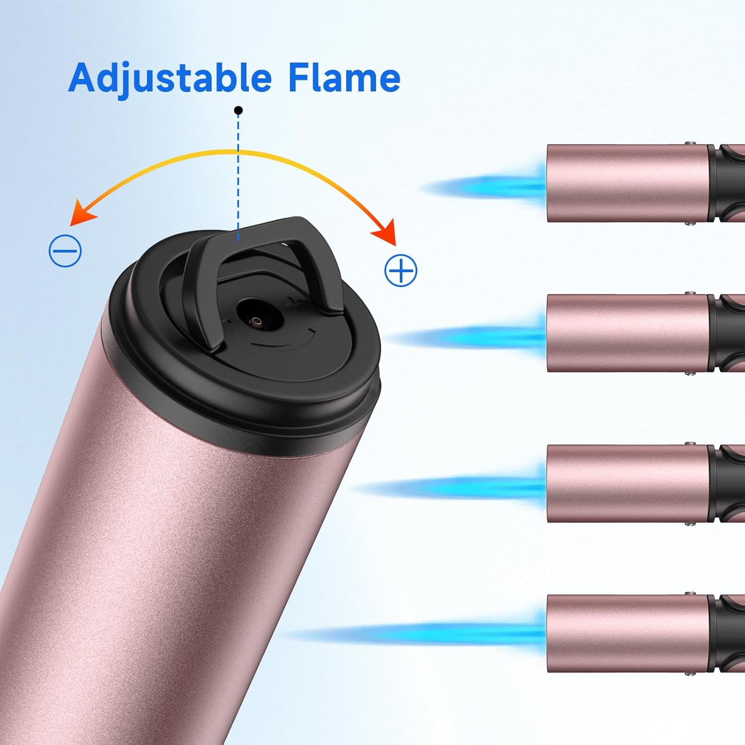 Skiennix Torch Lighters - Windproof Adjustable Jet Flame Butane Refillable - 2 Pack (Rose/Black)