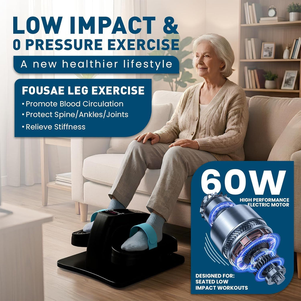 Under Desk Elliptical Machine - Electric Pedal Exerciser for Seniors & Adults | 12-Speed Quiet Leg Workout