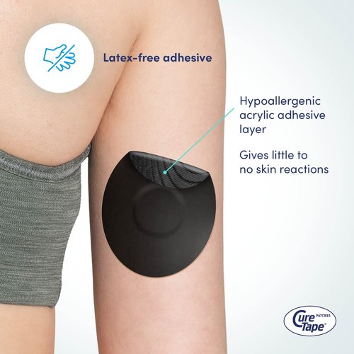 CureTape Patches - Sensor Fixing Plasters - Plasters for Freestyle Libre, Dexcom and Medtronic Guardian Sensors - Sensor Patch - Unique Variants (Black)