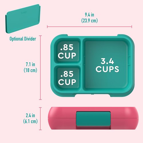 Bentgo Pop - Leak-Proof Lunch Box with Removable Divider for Ages 8+ | 5 Cups, 3-4 Compartments, Microwave & Dishwasher Safe, Bright Coral/Teal