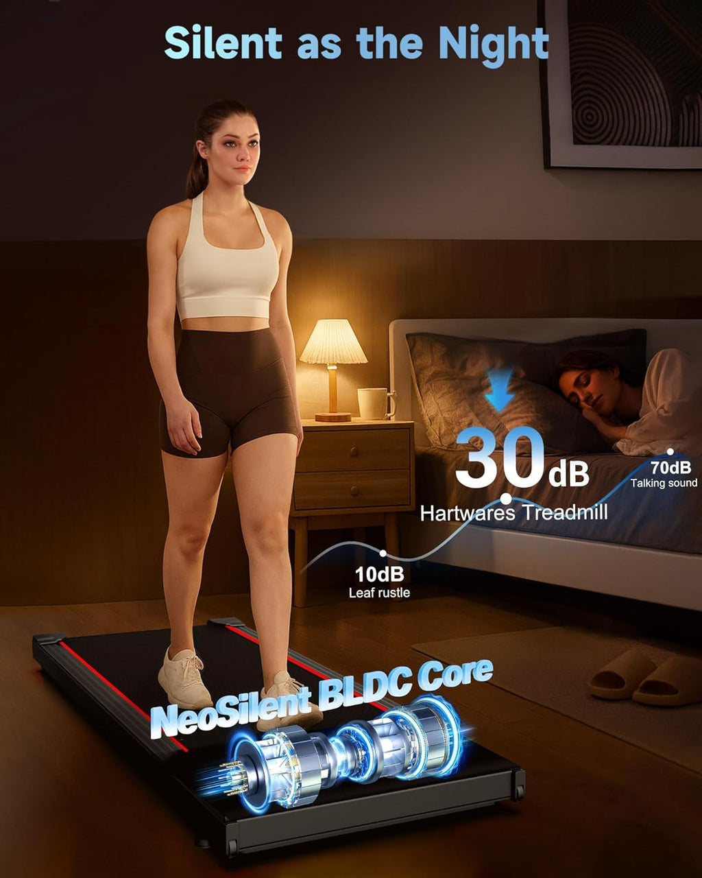 YRUN NeoSilent Under Desk Treadmill - Portable Walking Pad with App Control & Extra-Large Belt | Compact Design for Home & Office