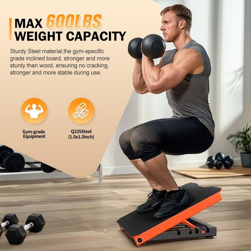 Naitesen Metal Slant Board Calf Stretcher for Squat, Pilates Stretching Equipment, 600lbs Weight Capacity Adjustable Incline Balance Board for Relieving Plantar Fasciitis Achilles Tendonitis Muscle Injuries Home Gym or Commercial