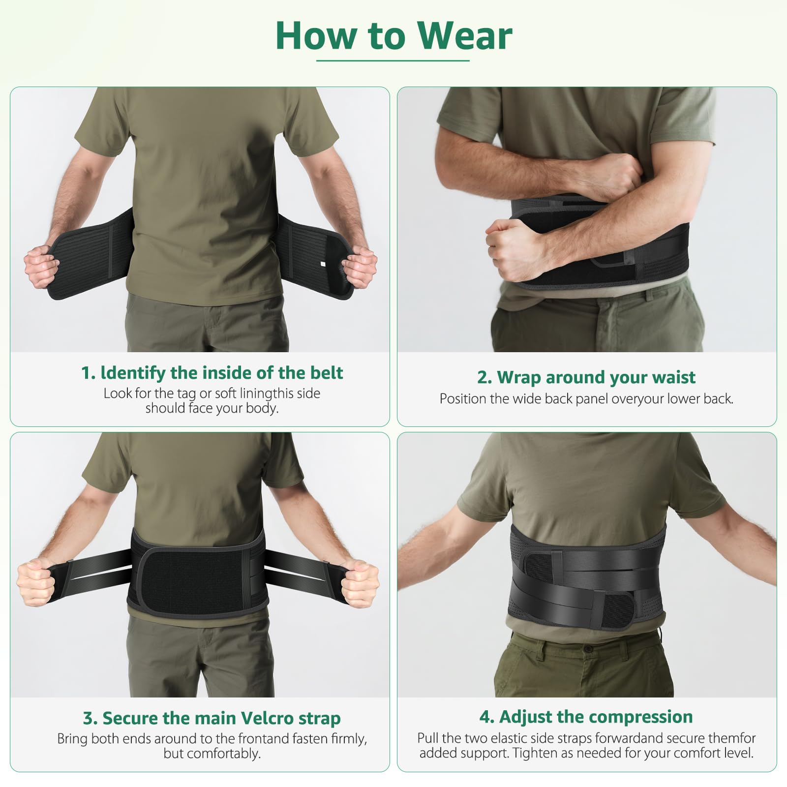 Sohveta Back Brace for Lower Back Pain Relief – Lumbar Support Belt with 5 Steel Stays, Adjustable Compression, Breathable Back Support for Men & Women, Gift Box (Black)