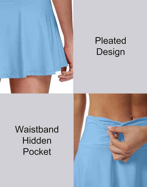 LXNMGO Women's High Waist Pleated Tennis Skirt with 4 Pockets Lightweight Athletic Golf Skorts Skirts for Running Workout Light Blue, M