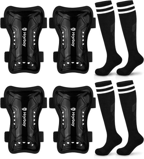 Hryrbay Kids Soccer Shin Guards & Socks Set - Protective Gear for Ages 3-15 | Ideal for Training & Games