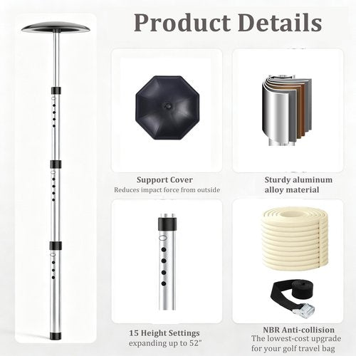 WIGERLON Golf Club Travel Protector System For Soft Bag,Golf Travel Bag Support Pole and Rod