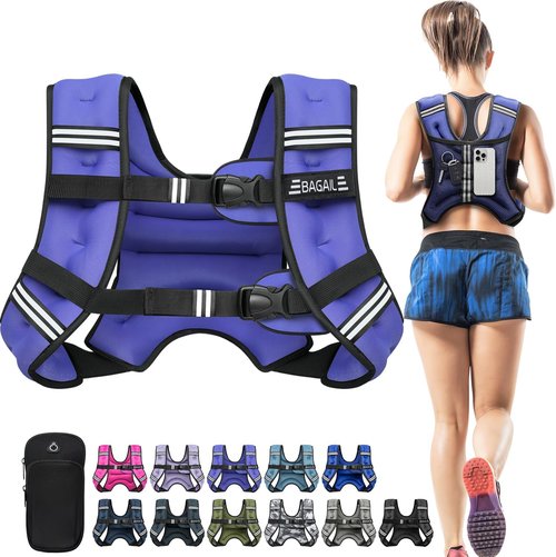 BAGAIL Comfort-Fit Weighted Vest - Even Weight Distribution for Faster Weight Loss | 5-30lbs, Detachable Phone Pouch, Reflective Stripes