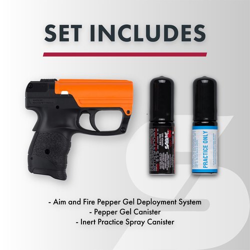 SABRE Aim and Fire Pepper Gel with Trigger and Grip Deployment System, 15-Foot (4.5-Meter) Range, Gel is Safer