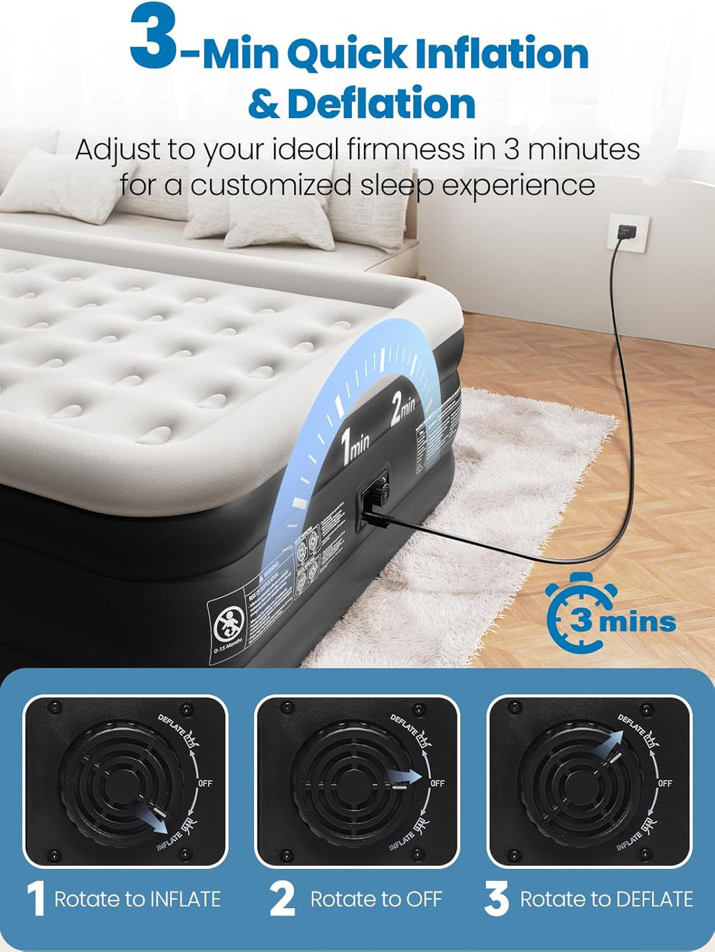 Queen Air Mattress - Built-In Pump & 18" Raised Comfort | Leak-Proof Design Supports 800 lbs