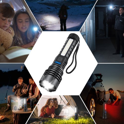 ZioeYiue Rechargeable Flashlights High Lumens, 7Mode Flashlights Rechargeable, Super Bright Flashlight Camping, Adjustable Tactical Flash Light High Powered, LED Flashlight for Home Emergency 4Pack