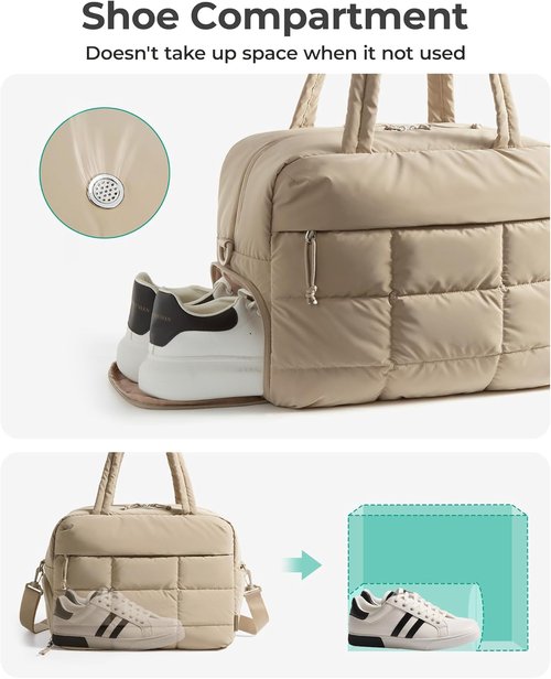 BAGSMART Gym Bag - Water-Resistant Travel Duffel with Shoe Compartment | Medium Desert Color