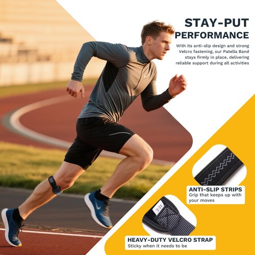 Origintek Patellar Tendon Support Strap, Adjustable Knee Support Strap Patella Band for Tendonitis, Sports, Workouts & Daily Knee Pain Relief for Men Women, Standard Fit (Fits Most) M/L, 1 Pack
