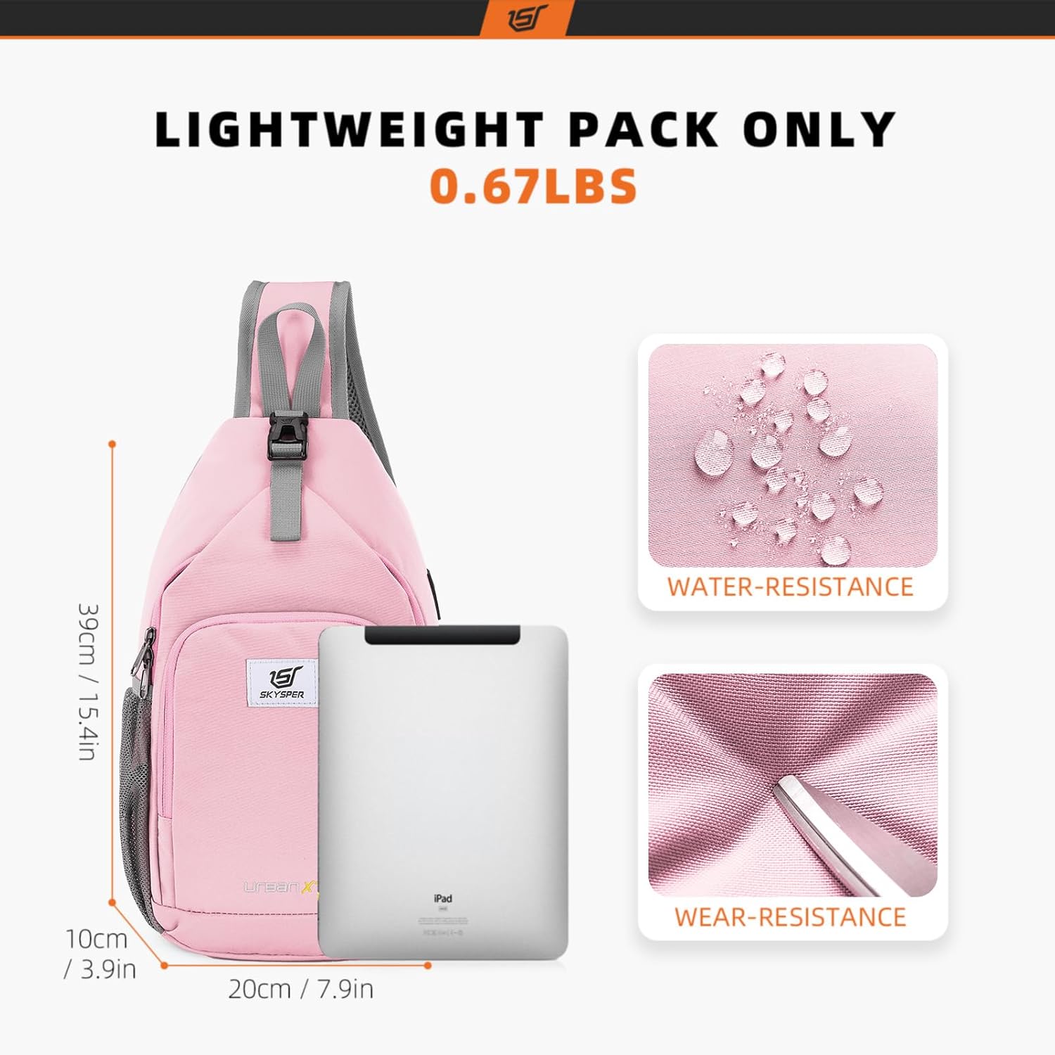 SKYSPER Sling Bag - RFID Crossbody Backpack for Travel & Hiking | Unisex Design in Pink