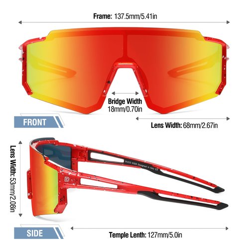 DUCO Polarized Kids Sunglasses Youth Sports Cycling Shades Lightweight Frame UV400 Child Boys Girls Baseball SunGlasses DK310 (Red Frame Black White Dot Black Temple Revo Orange Lens)