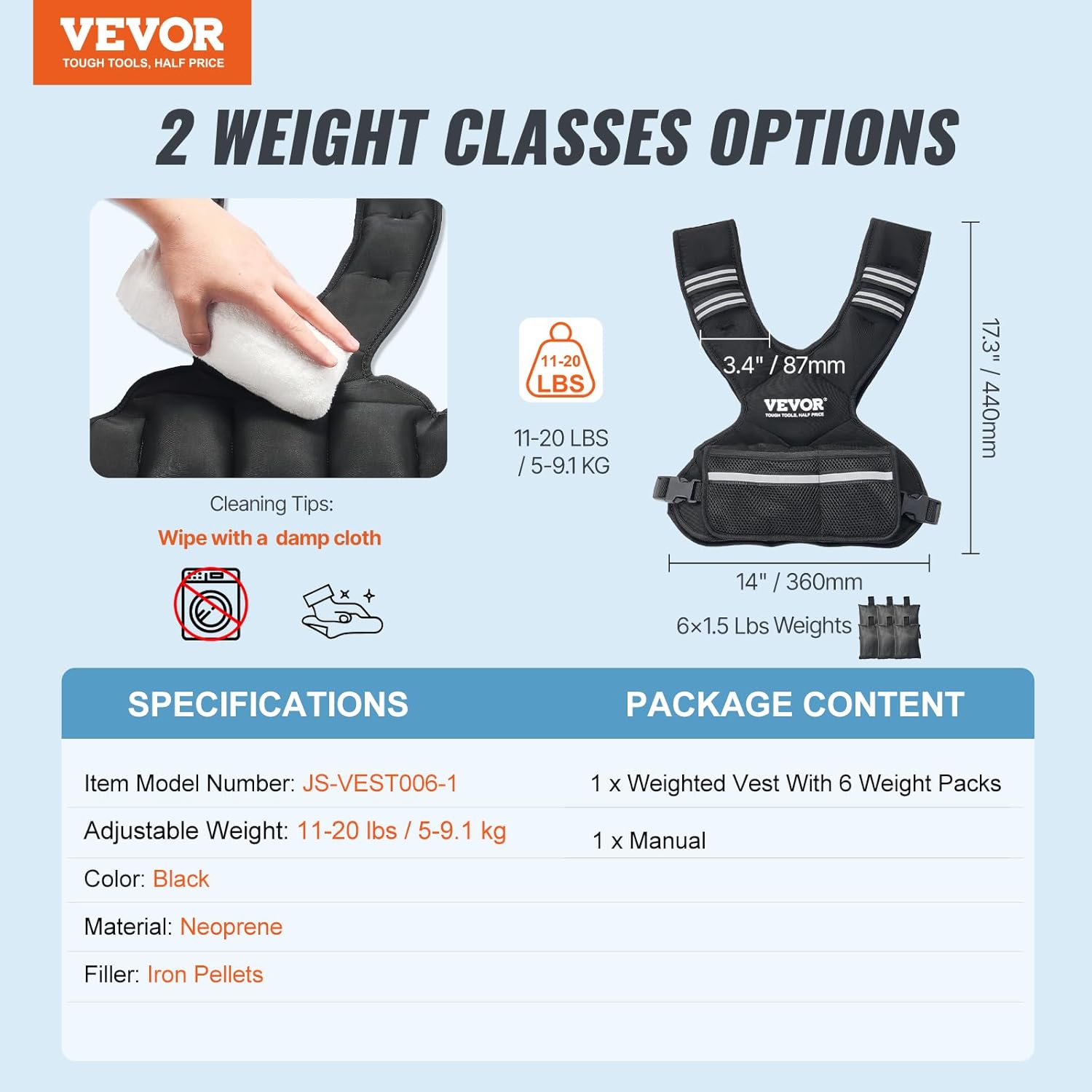 VEVOR Adjustable Weighted Vest - 11-40lbs for Strength Training | Reflective Stripe for Safety