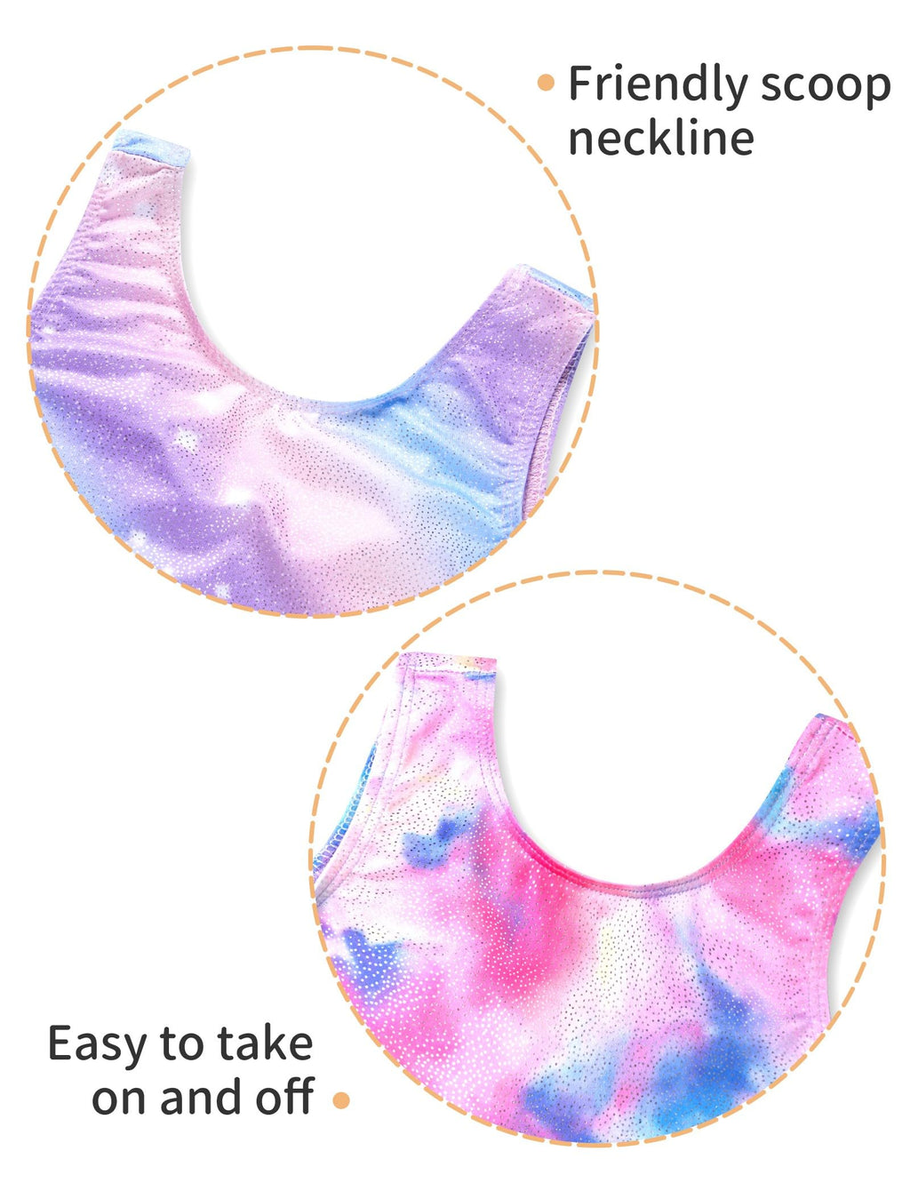 Nokecina Girls Gymnastics Leotards Size 6-7 Years Old 2 Packs Colorful Stars Sleeveless Biketard with Shorts