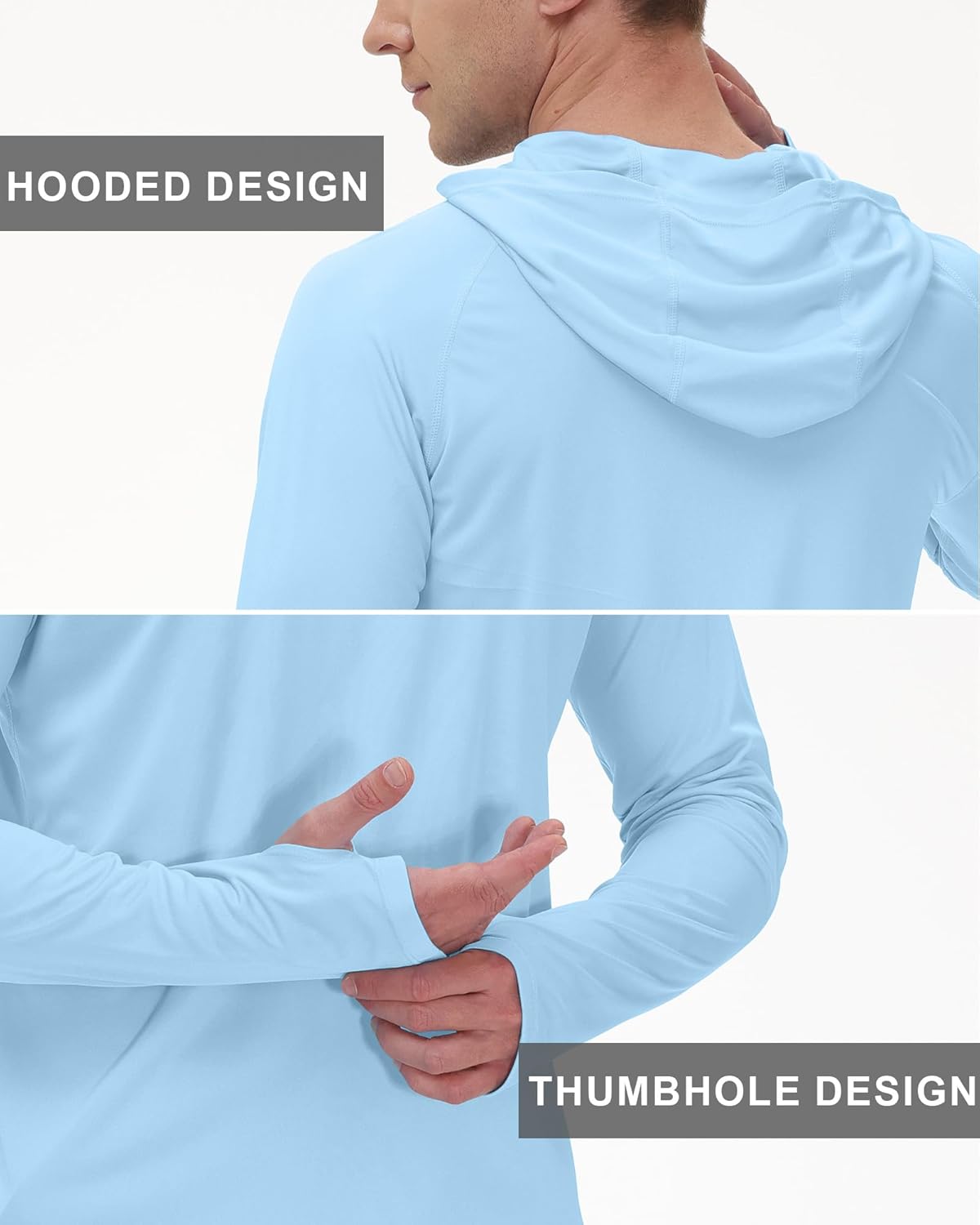 Roadbox Men's Sun Hoodie - UPF 50+ Long Sleeve Fishing Shirt for UV Protection | Ideal for Hiking & Running