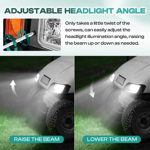DRIVE UP Golf Cart LED Light Kit for EZGO TXT 1996-2013 Gas and Electric Golf Carts, EZGO TXT LED Headlight and Tail Lights Kit for 12V Golf Carts