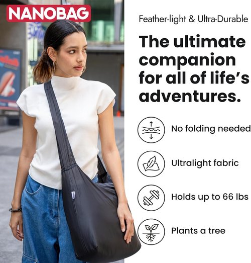 Nanobag Sling - Ultralight Crossbody Bag for Men & Women | Packable Travel & Grocery Tote