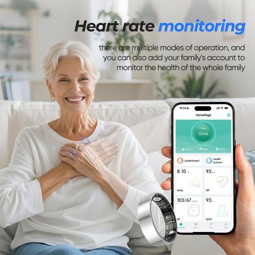 Smart Ring Health Tracker, Sleep/Exercise Monitoring, iOS /Android Compatible, IP68 Water Resistance, No Subscription Required, 5-Day Battery Life, Suitable for Both Women and Men (Rose Gold, 12)