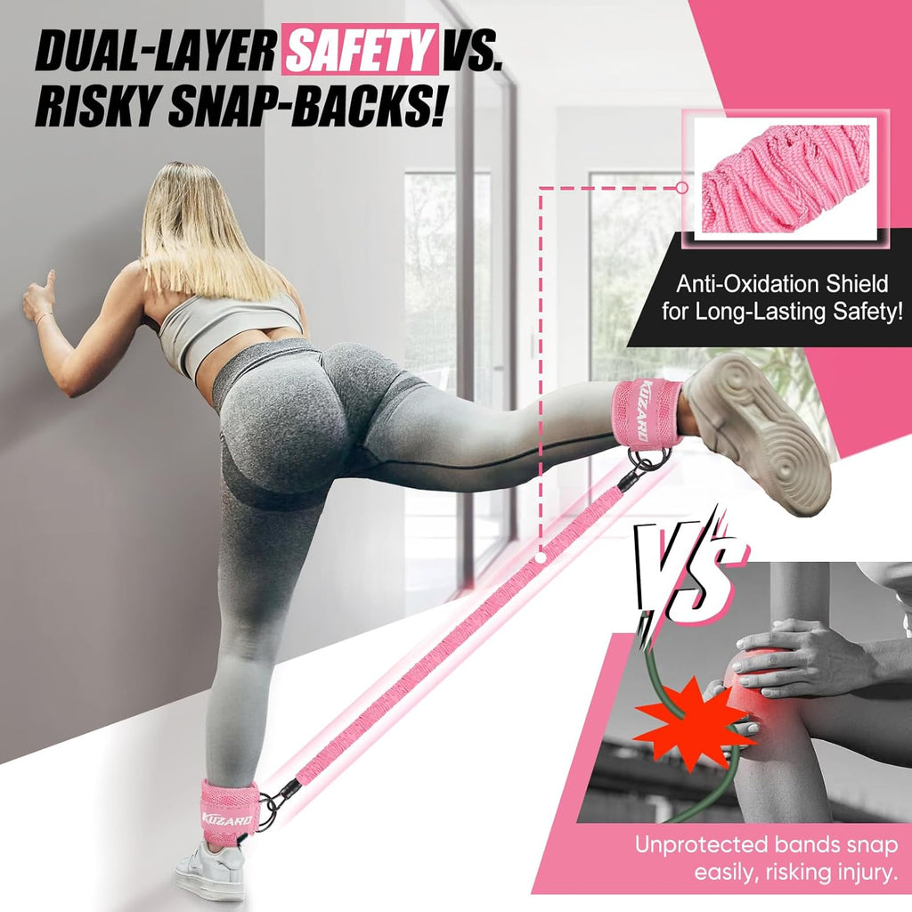 Skiennix Ankle Resistance Bands - Adjustable Cuffs for Leg & Glutes Workouts | Home Gym Fitness Equipment