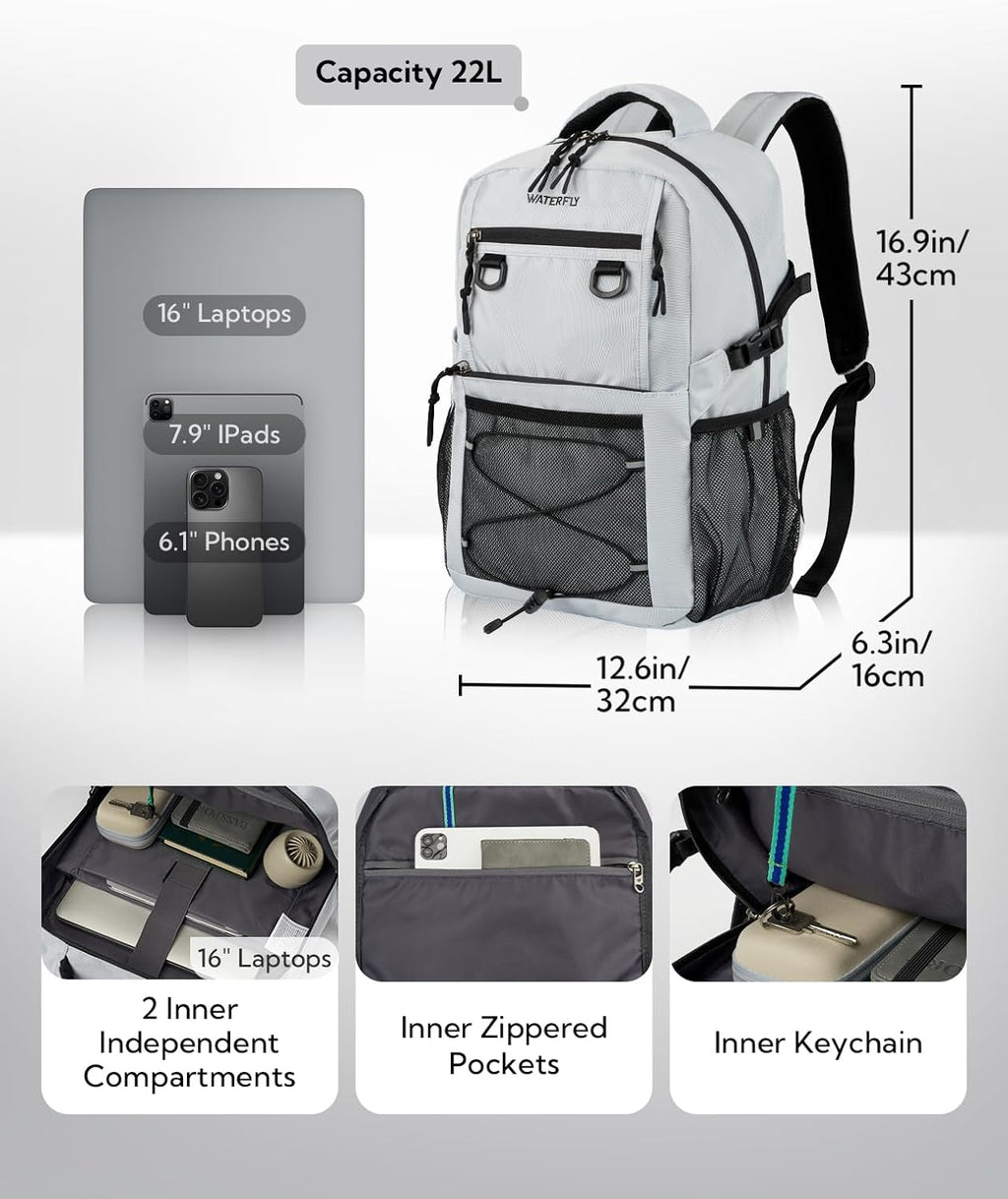 WATERFLY Lightweight 22L Travel Hiking Backpack - Versatile Outdoor Daypack for Men & Women
