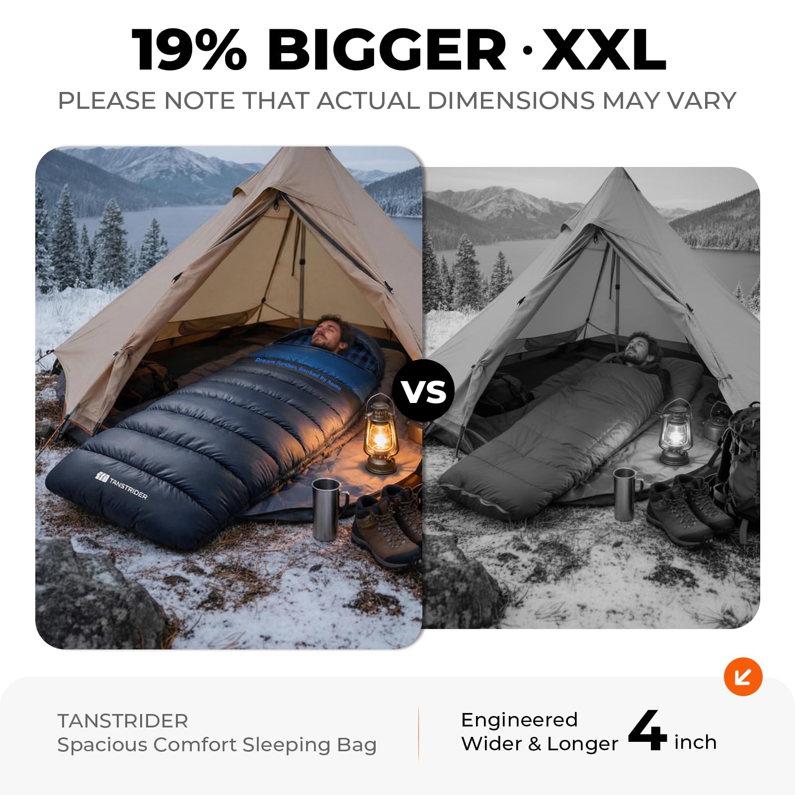 TANSTRIDER Cotton Flannel XXL Sleeping Bags for Adults Cold Weather Camping Sleeping Bag for Adults Kids Teens with Compression Sack,Camping Gear for Traveling,Hiking,Climbing,Outdoor,Indoor