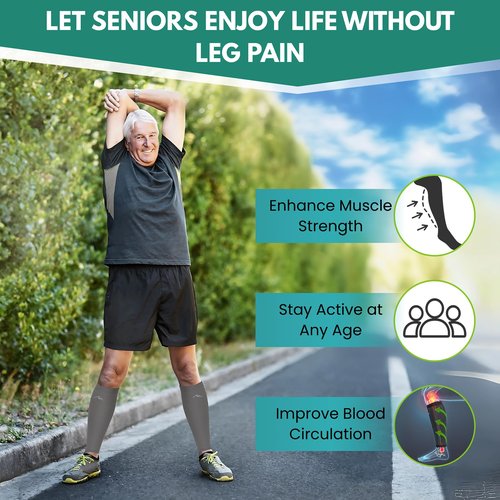 NEWZILL Calf Compression Sleeve for Men & Women | Footless Compression Socks for Shin Splint Relief, Varicose Veins | Leg Sleeve for Running, Travel, Nursing, Fitness (Black/White/Grey 3Pairs L/XL)