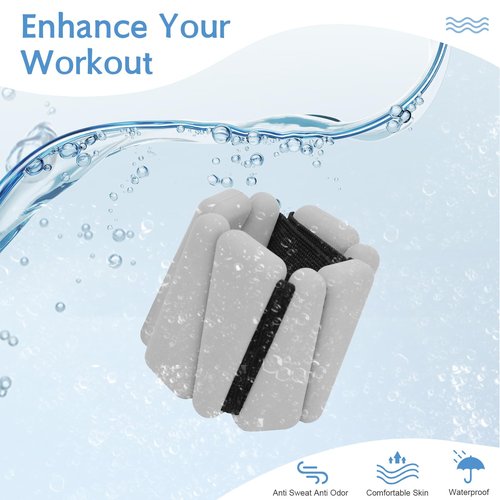 Wrist Weights Set of 2, Adjustable Silicone Workout Weights for Women and Men, Wearable Ankle/Wrist Weights Suitable for Yoga, Dance, Pilates, Pool Exercises and Jogging (Grey)